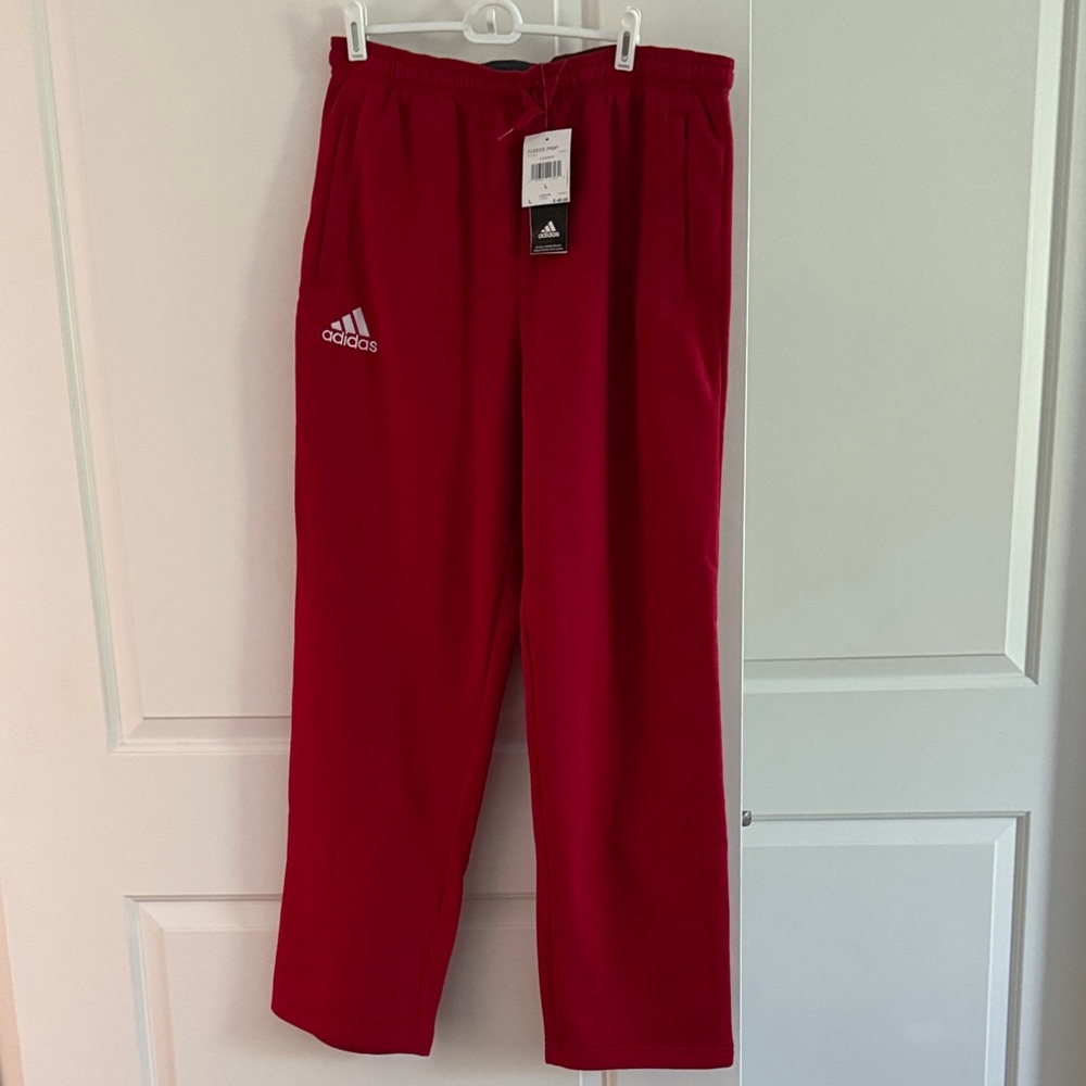 adidas Men Red Athletic Joggers elastic waist size L